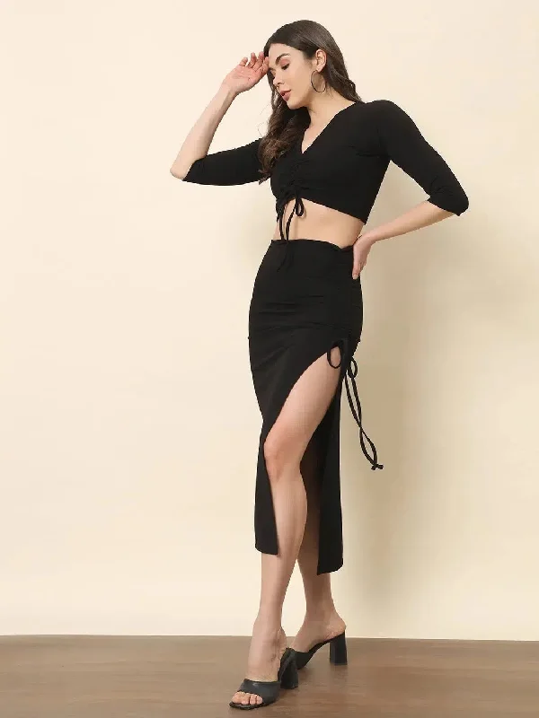 Slit skirt Co-ord set a-line skirt cut