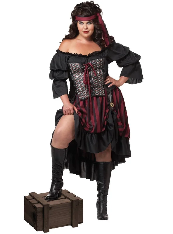 Pirate Wench Plus Size Womens Fancy Dress Costume Tunics Fleece cozy