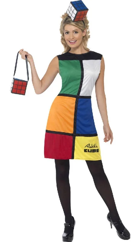 1980s Rubik's Cube Womens Dress Up Costume Tunics Gym athletic