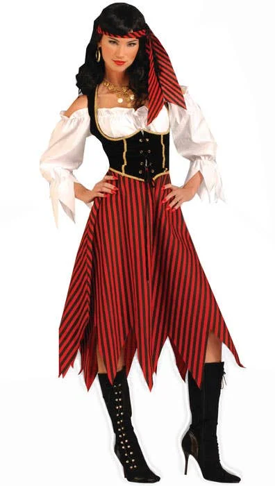 Pirate Maiden Womens Fancy Dress Costume Tunics Satin smooth