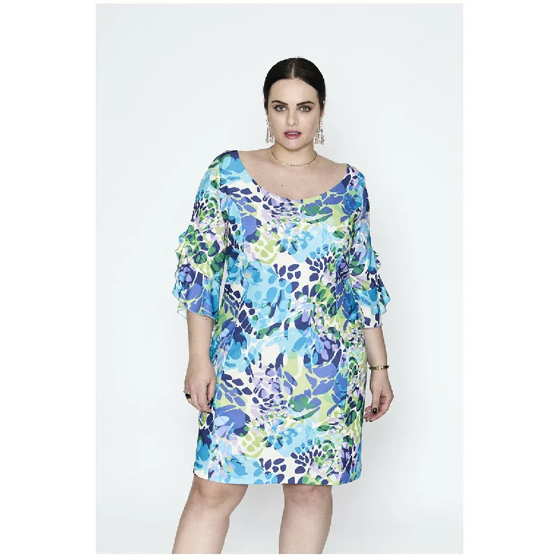 SPG Ruffle Sleeve Dress in Floral Print Tunics Modern contemporary