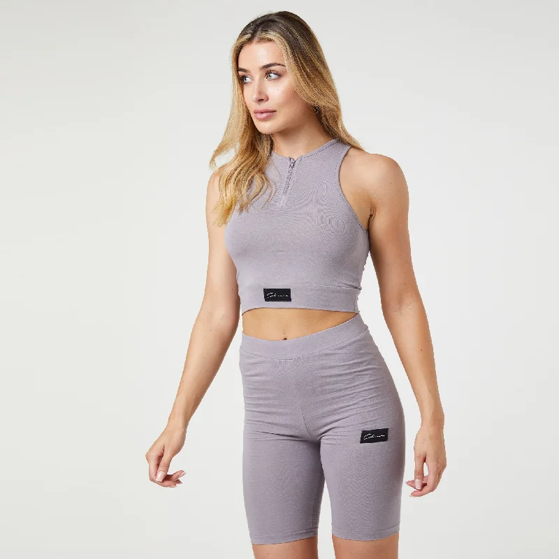 1/4 Zip Cropped Tank Twinset | Slate Grey casual tank top