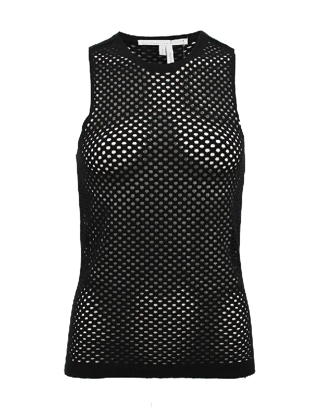 Black Techno Knit Tank chic tank top