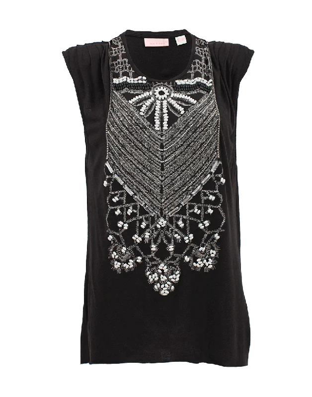 Embellished Muscle Tank high neck tank