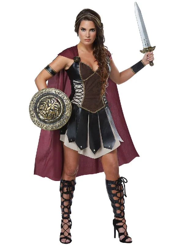 Glorious Gladiator Princess Womens Fancy Dress Costume Maxi Flowy Bohemian