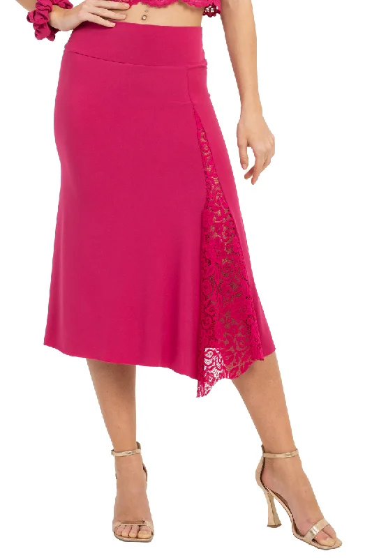 Tango Skirt with Guipure Left-side Lace Details corduroy skirt durable