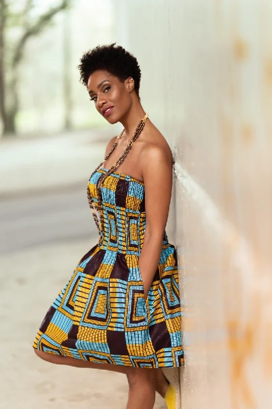 African Dress In Blue Kente Tunics Stylish elegant