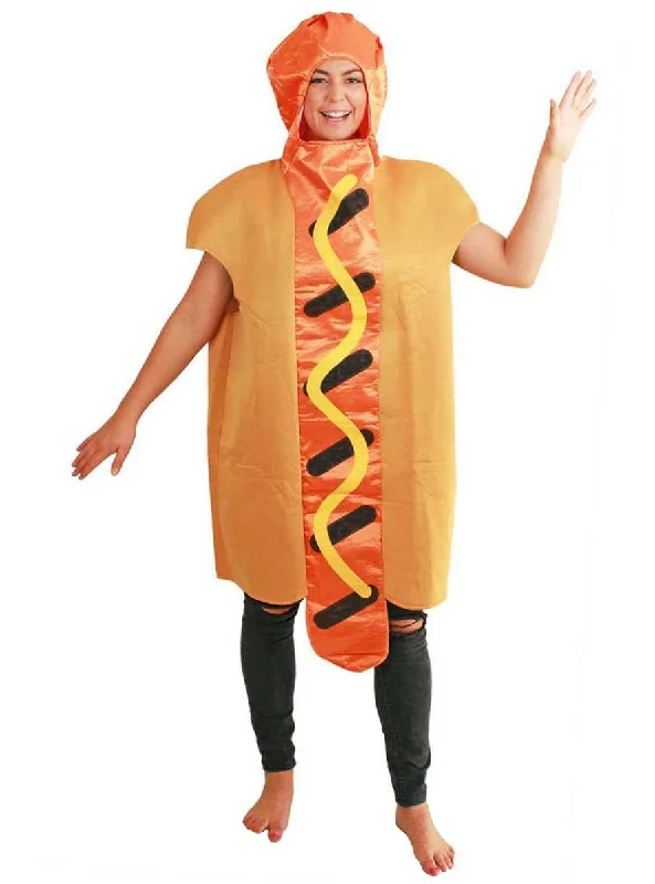 Novelty Hot Dog Adults Fancy Dress Costume Square Neckline Feminine