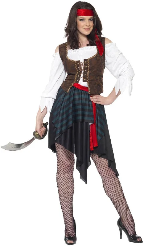 Buccaneers Bounty Womens Pirate Fancy Dress Costume Off-the-shoulder Chic Trendy