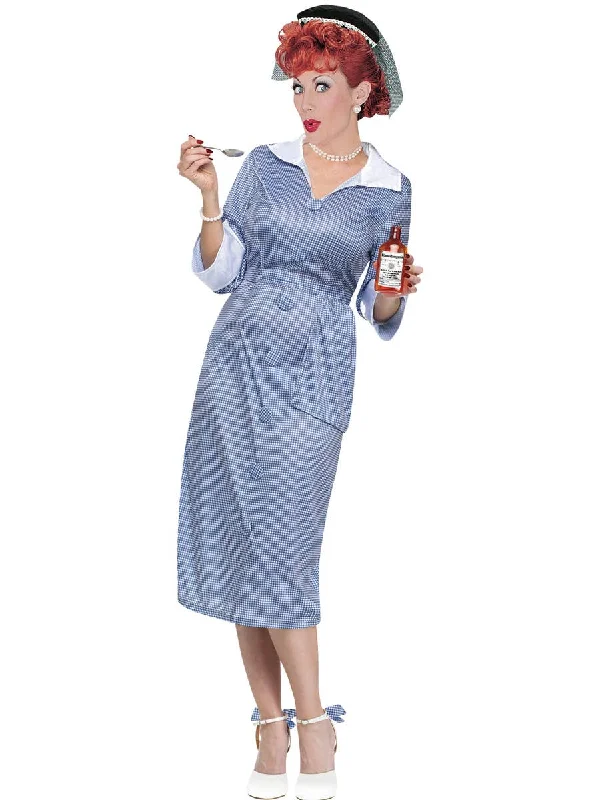 I Love Lucy Womens Vitameatavegamin Fancy Dress Costume Tunics Mesh breathable