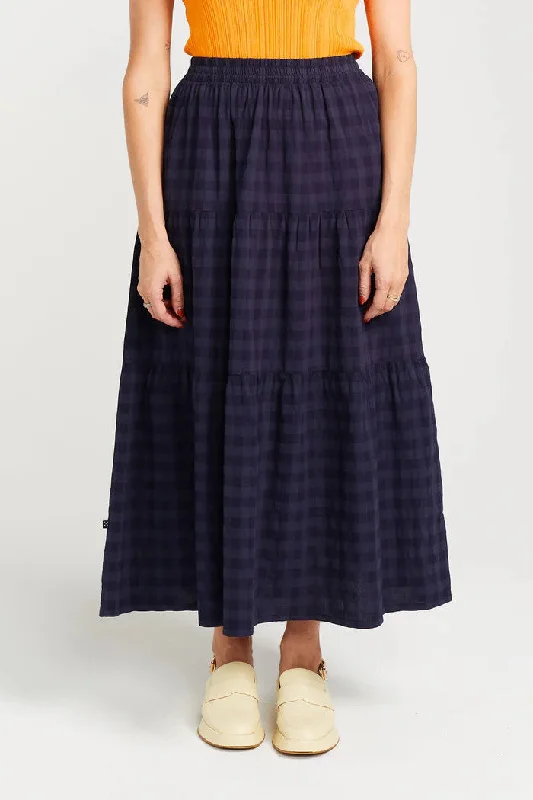 Thing Thing - Clara Skirt, Navy Check denim skirt classic