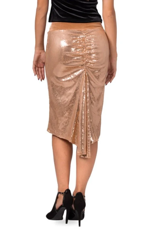 Paillette Fishtail Skirt With Velvet Waistband leather skirt refined