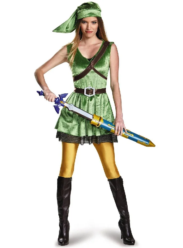 Legend of Zelda Womens Link Dress Up Costume Tunics Party sparkling