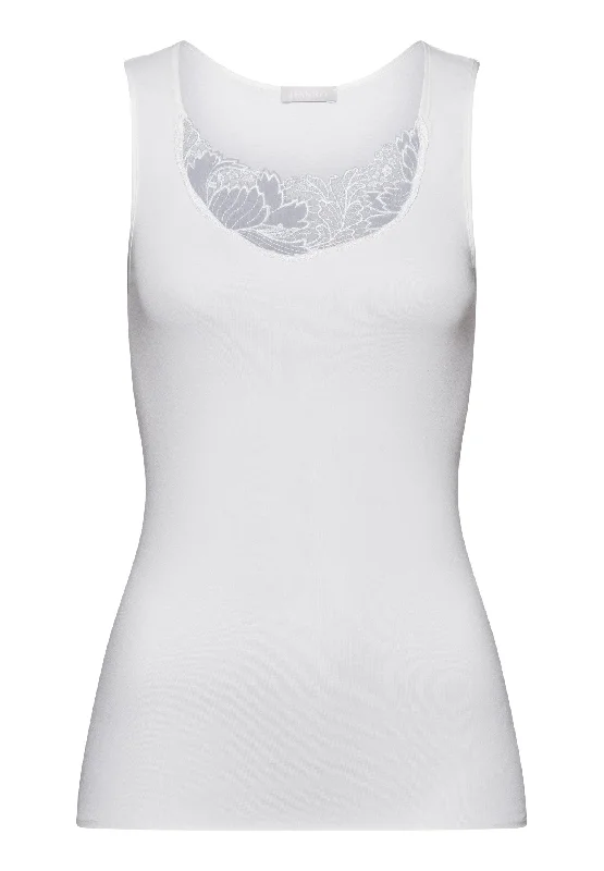 Anne Cotton Round Neck Tank Top | Off White 70932-102 low neck tank