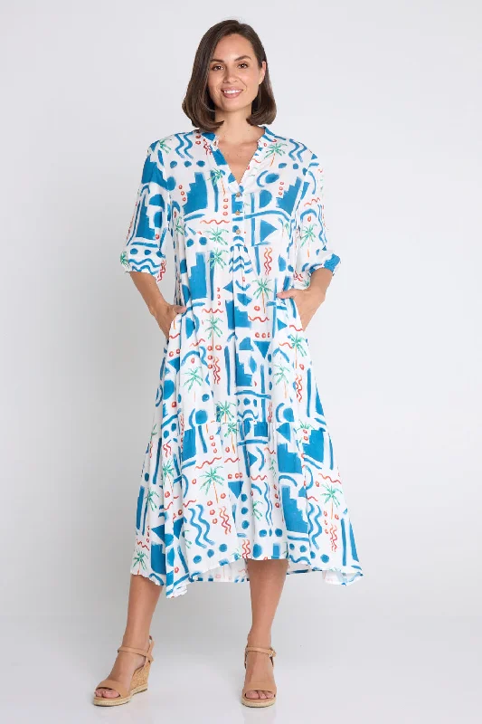 Brookhaven Dress - Blue Print Tunics Practical easy-care