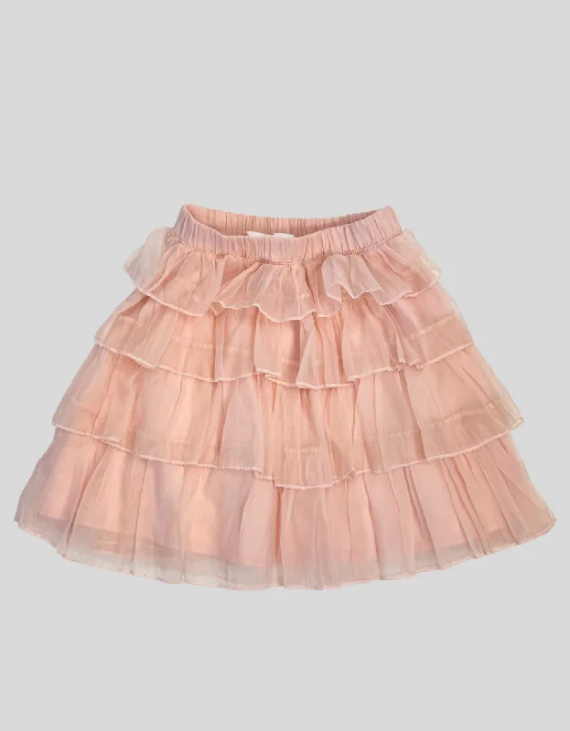 H&M Girls Pink Tiered Skirt - 6x/7 US denim skirt classic