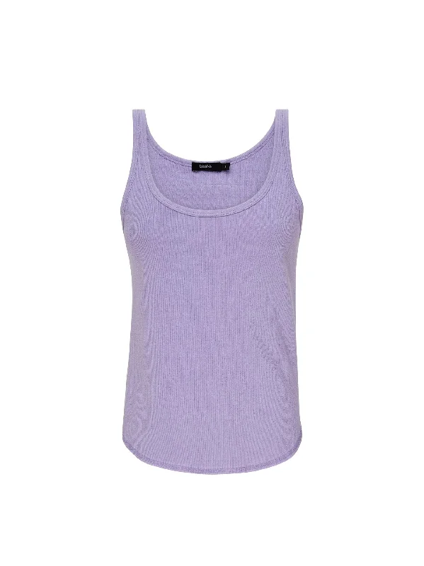 Slim Scoop Rib Tank / Faded Lavender beige tank top