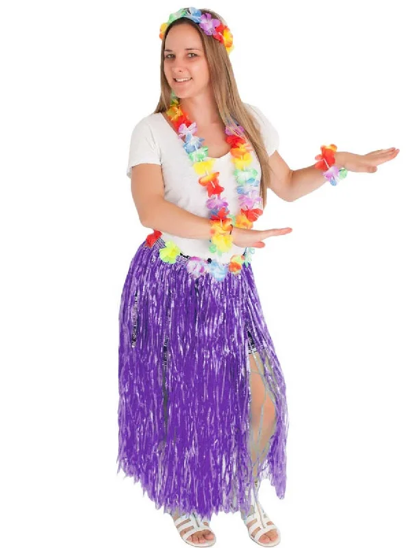 Hawaiian Hula Dancer Womens Fancy Dress Costume Crew Neckline Sporty