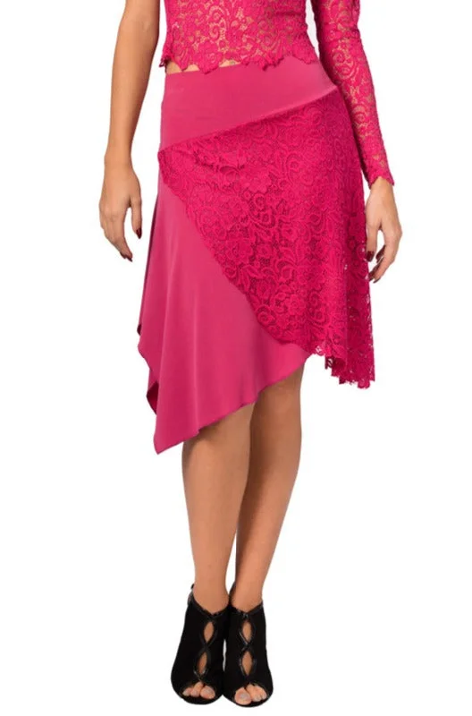 One Side Lace Tango Skirt velvet skirt plush