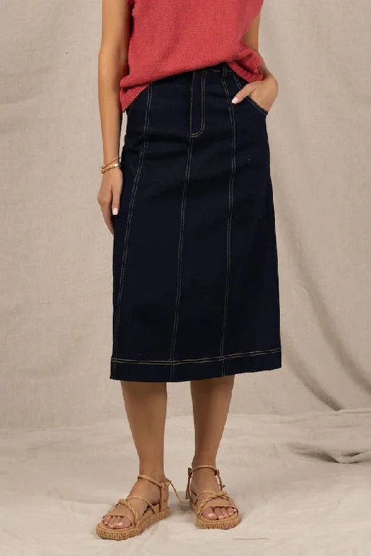 Humidity - Saturn Skirt, Dark Blue a-line skirt cut