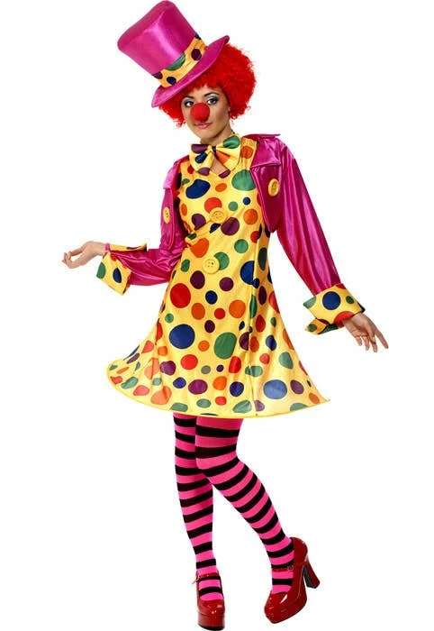 Polka Dot Clown Lady Womens Fancy Dress Costume Tunics Leisure comfortable