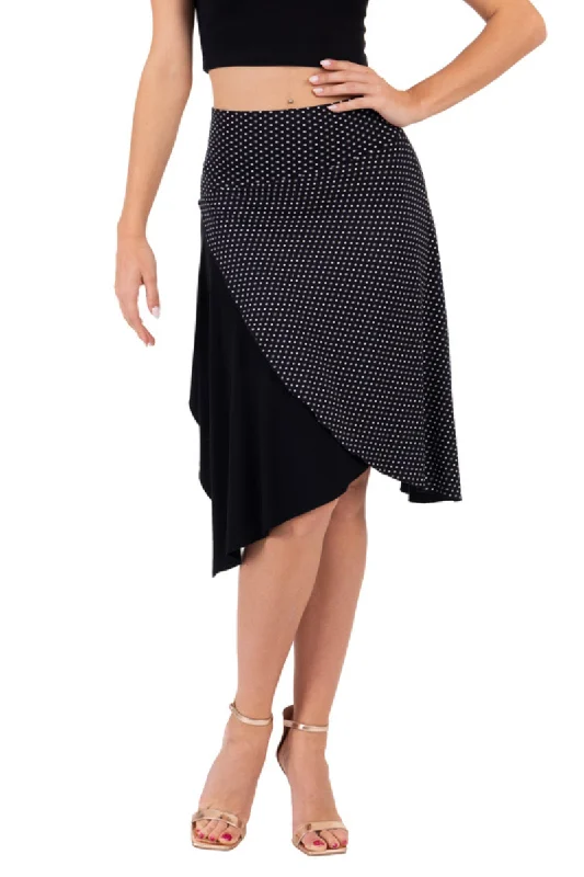 One Side Polka Dot Asymmetric Tango Skirt floral skirt print