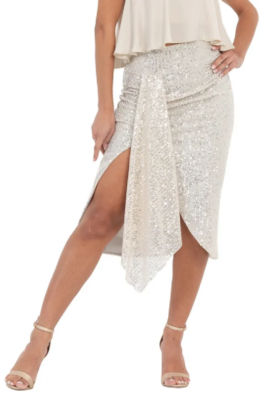 Sequinned Pencil Skirt With Front Panel modal blend skirt