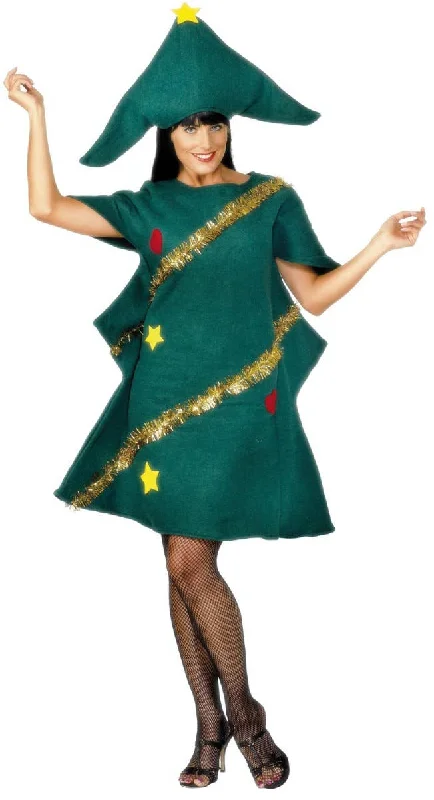 Festive Womens Novelty Christmas Tree Fancy Dress Costume Tunics Chic fashionable