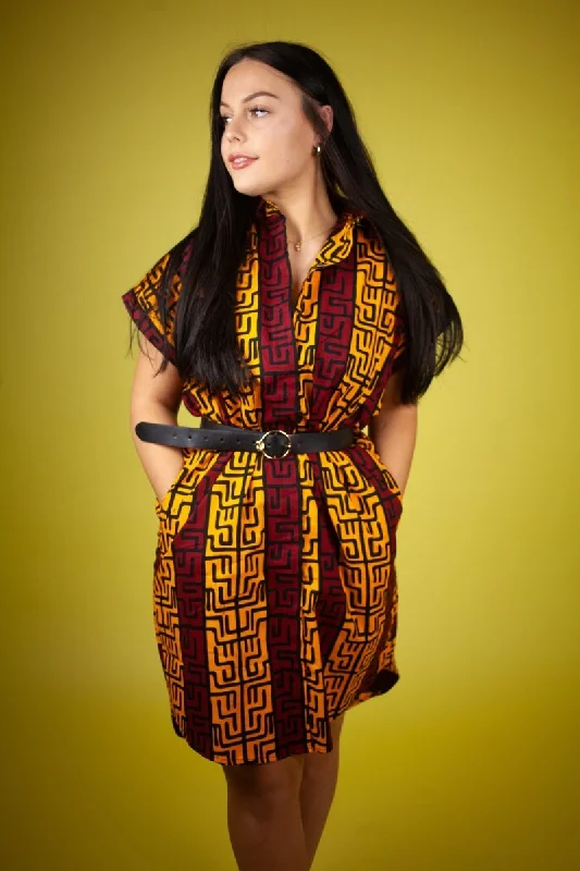 African Dress In Read & Yellow Elegant Long Evening