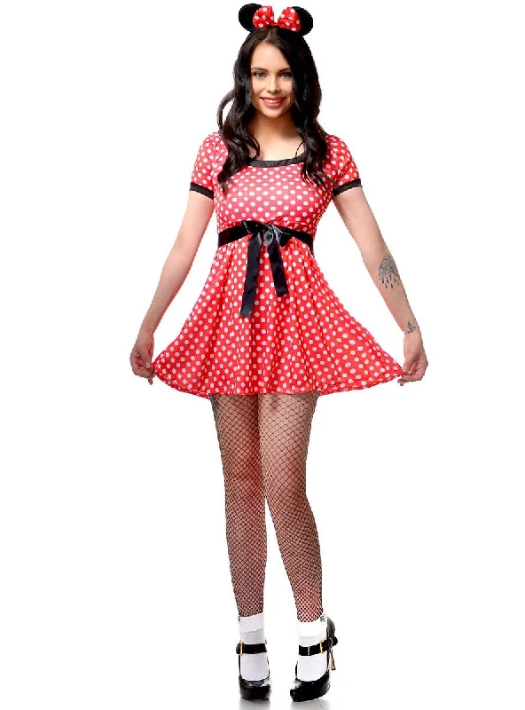 Polka Dot Womens Minnie Mouse Dress Up Costume Tunics Yoga stretchy