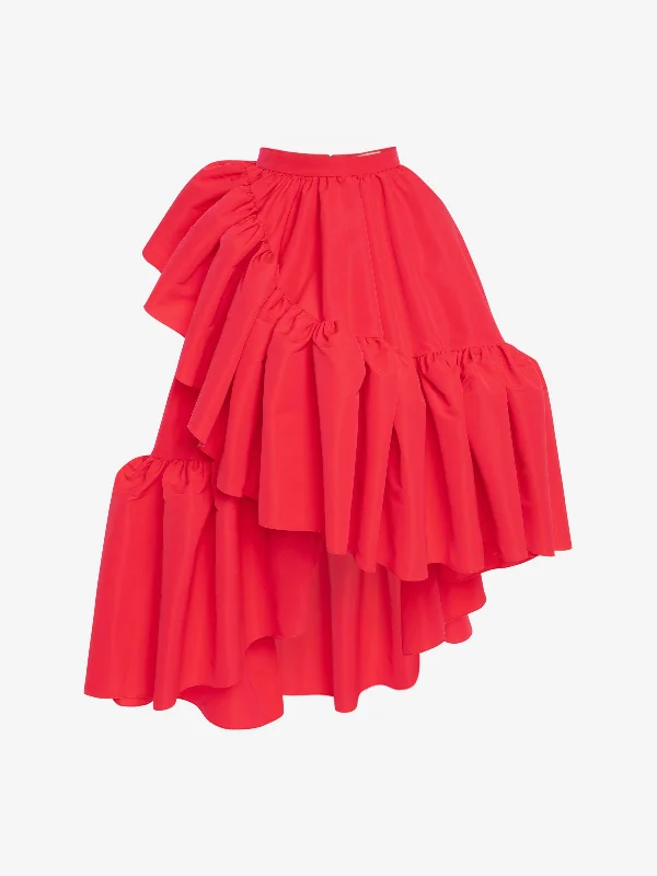 Gather Ruffle Midi Skirt leather skirt durable