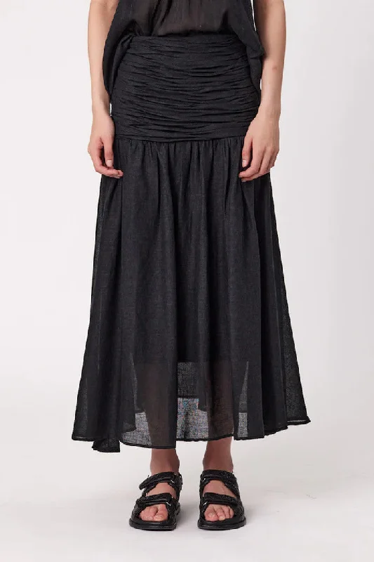 Remain - Fallon Maxi Skirt, Black low waist skirt