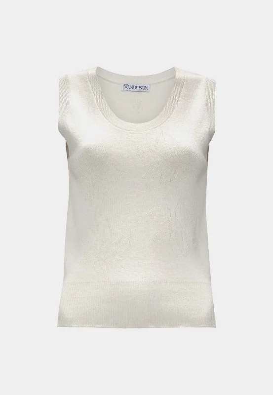 Jw Anderson Flower Pointelle Tank Top Cream vibrant tank top