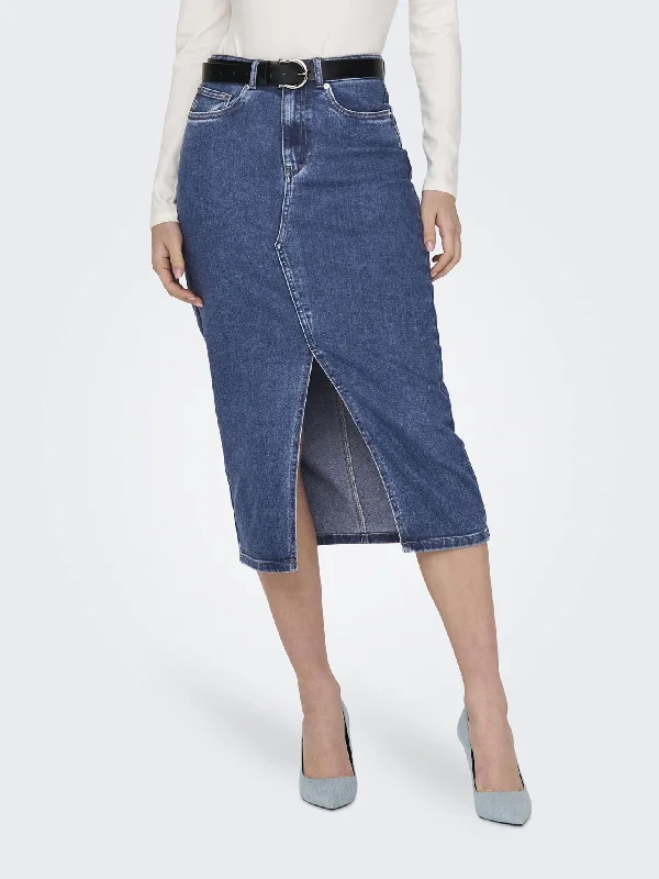 Γυναικεία φούστα τζιν ONLSIRI FRONT SLIT SKIRT DNM GUA NOOS 15324365 | 15324365 denim skirt casual