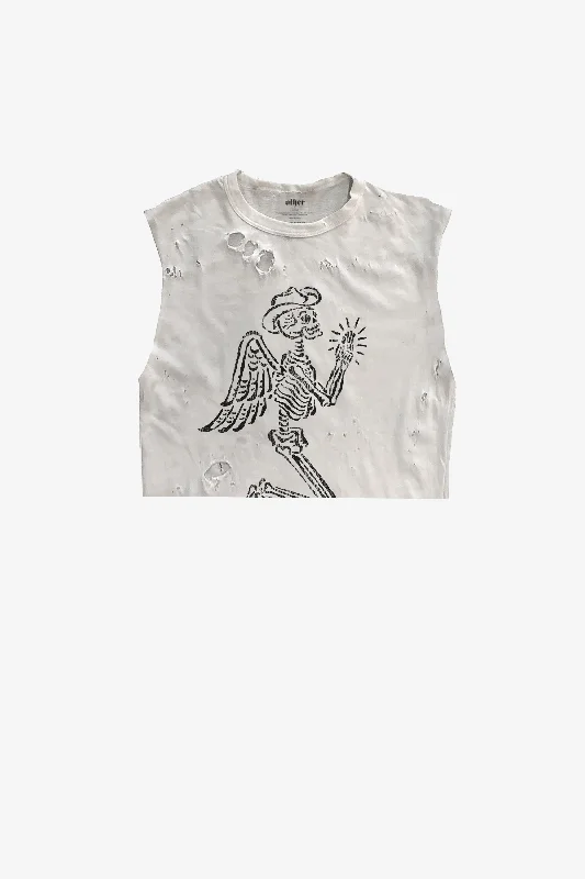 Skeleton Cowboy Cropped Thrasher Tank graphic tank top