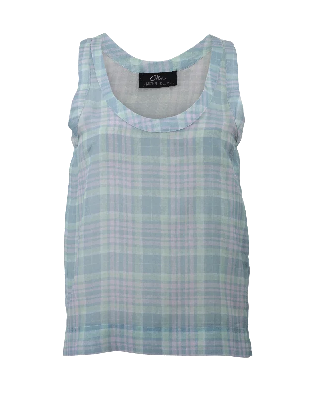 Plaid Racer Back Tank Top v-neck tank top