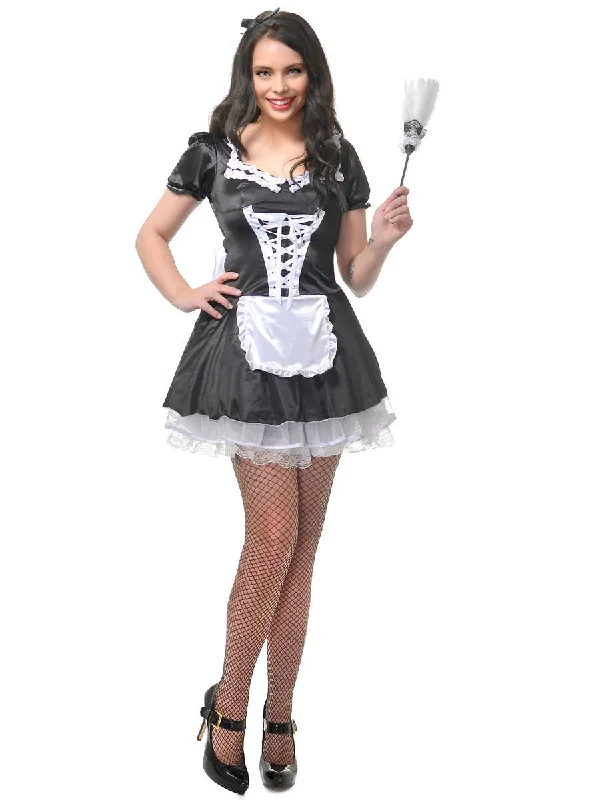 Flirty French Maid Womens Sexy Fancy Dress Costume Tunics Stylish elegant