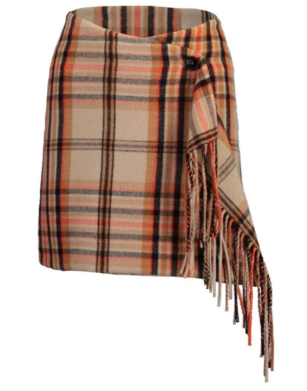 Plaid Skirt With Fringe a-line skirt cut