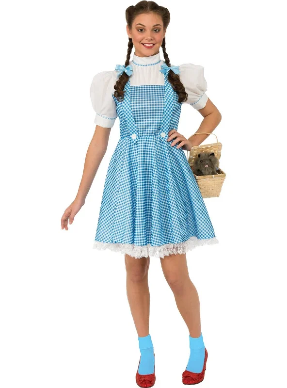 Classic Dorothy Womens Deluxe Fancy Dress Costume Tunics Print Colorful