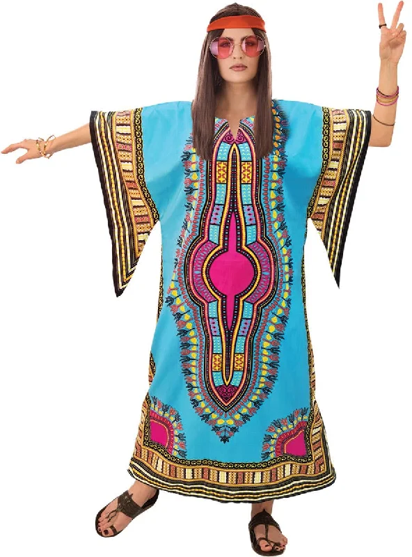 Colourful Dashiki Dress Womens Costume Tunics Velvet soft