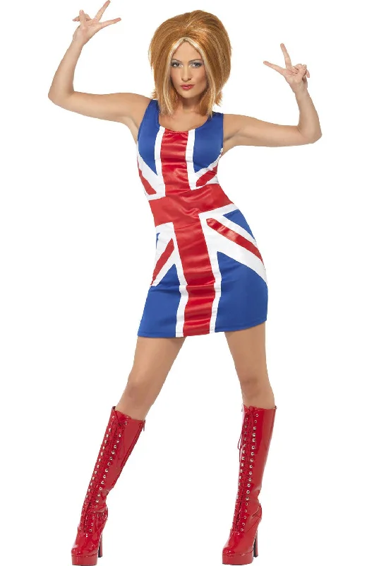 Ginger Spice Womens Union Jack Costume Dress Casual Short Summer