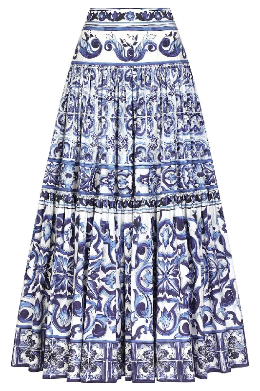 Printed Light Poplin Full Skirt lace skirt feminine