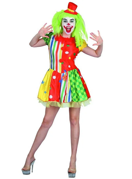 Colourful Womens Clown Fancy Dress Costume Tunics Corduroy durable