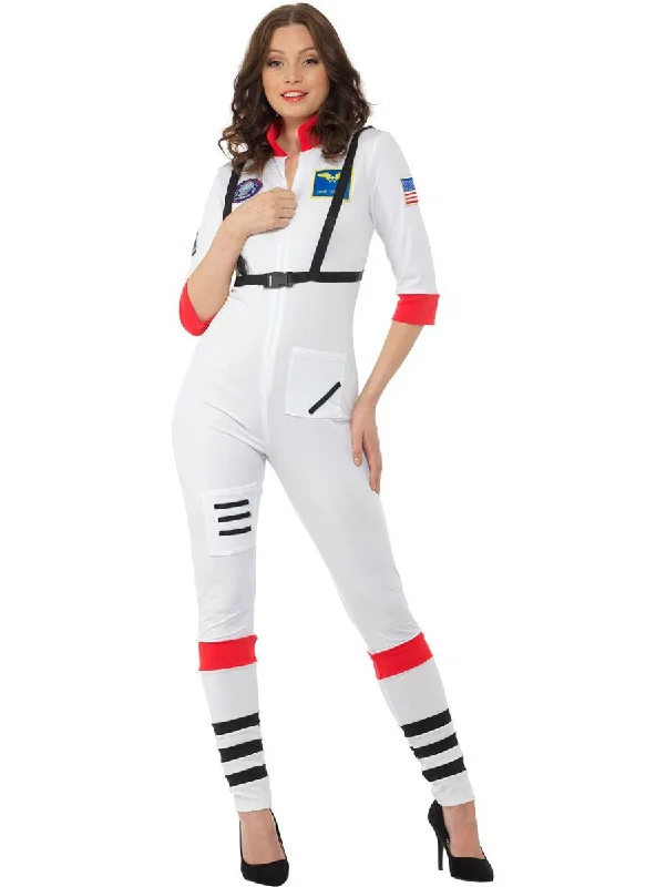 Astronaut Womens White Space Suit Fancy Dress Costume Tunics Timeless classic