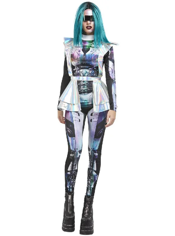 Metallic Space Alien Womens Fancy Dress Costume Tunics Versatile stylish