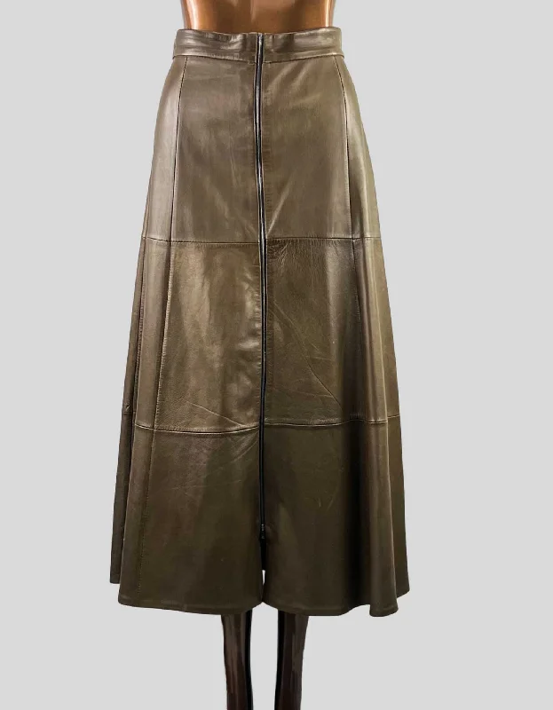 ZARA Leather A-line Midi skirt - Medium linen skirt light