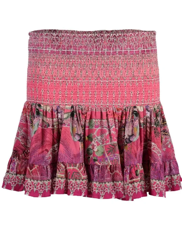 Short Shirred Skirt elastic waist skirt