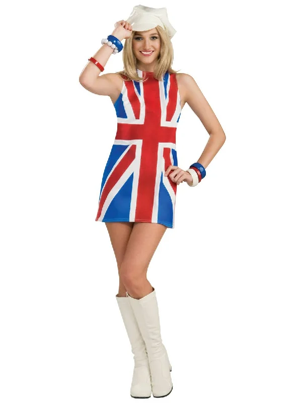 British Invasion Womens Union Jack Costume Dress empire Waist empire