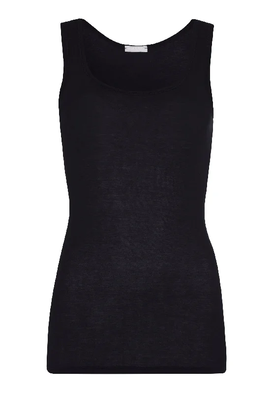 Ultralight Round Neck Cotton Tank Top | Black 71821-019 open back tank