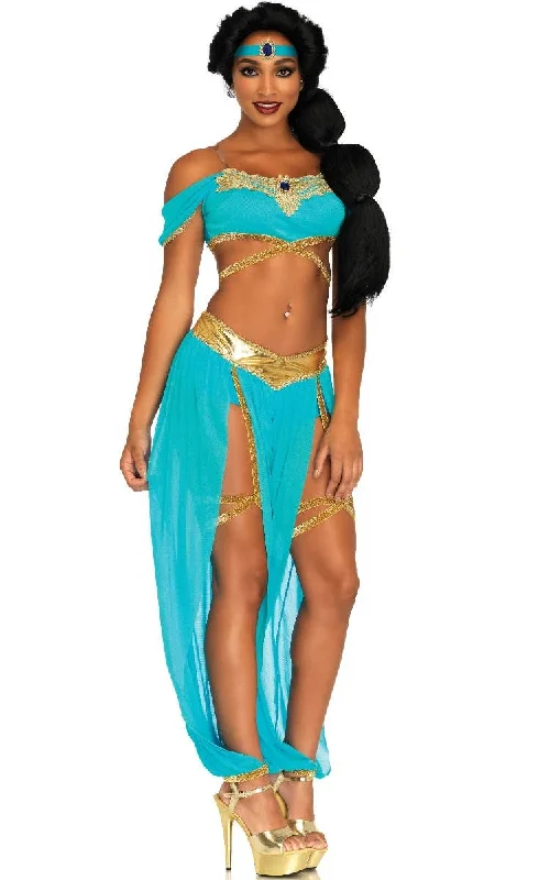 Oasis Princess Womens Sexy Jasmine Fancy Dress Costume Crew Neckline Sporty